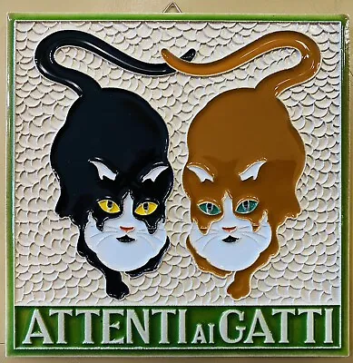 Vietri Pottery- 6x6’’ Attenti Ai Gatti/Beware Of The Cats.made By Hand In Italy • $24.99
