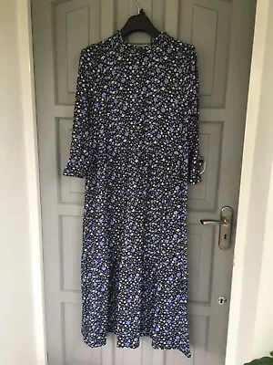 Matalan Papaya Blue Floral Long Dress Size 16 • £0.99