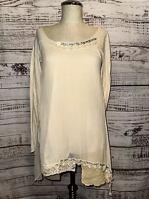 4 Love And Liberty Johnny Was Cotton Beaded Blouse Cream Size S • $35