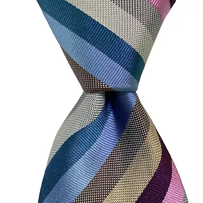CHARLES TYRWHITT Men’s Silk XL Necktie ENGLAND Designer STRIPED Multi-Color EUC • $47.99