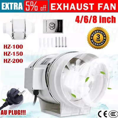 4/6/8  Inch Silent Extractor Fan Duct Hydroponic Inline Exhaust Vent Industrial~ • $49.99