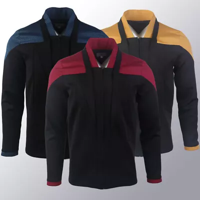For Picard 3 Red Geordi Gold Blue Dress Uniform Starfleet Jacket  Shirts Costume • $40