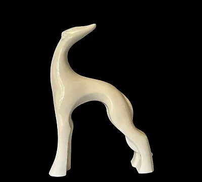 Huge ROYAL HAEGER Dog Sculpture Mid Century White Ceramic Whippet Greyhound  22” • $325
