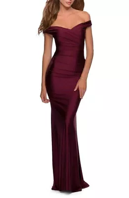 La Femme Wine Color Trumpet Dress • $99