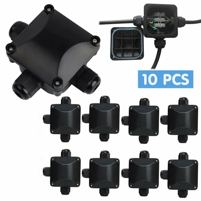 £15.37 • Buy 10x 3 Way Waterproof Junction Box Case Electrical Cable Wire Connector Outdoor