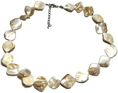 Vintage Jewelry Necklace Mother Of Pearl Shell Inlay Mermaid Rock Stone Collar 9 • $5