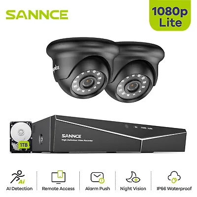 SANNCE 4CH 1080P DVR Home CCTV Security Camera System Outdoor Night Vision AI  • $41.99