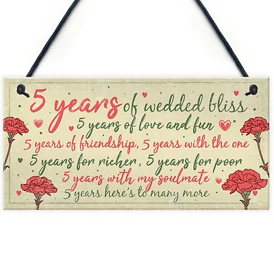 5th Wedding Anniversary Card Gift For Husband Wife Five Year Anniversary Gift • £3.99