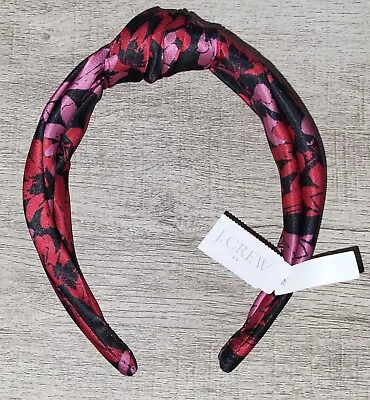 J Crew Top Knot Black Red Pink Satin Fabric Headband NWT • $18.98