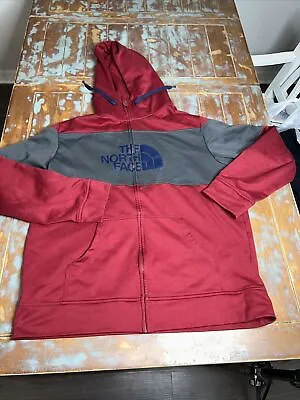 Men's THE NORTH FACE Graphic Red Gray Zip Up Hoodie Jacket Size 2XL • $31.94
