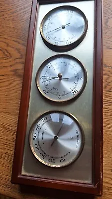 Vintage Wall Mount Hygrometer Barometer And Thermometer Set Wood Mount Germany • £15