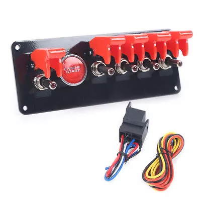 New 6 Gang Red Engine Start Push Button Switch Panel Race Car Ignition Accessory • $36.10