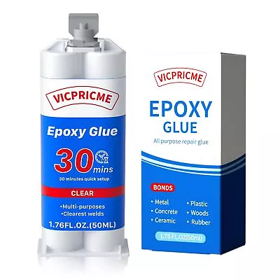 VICPRICME Plastic Glue2 Part Epoxy Glue Clear 1.76oz Syringe Waterproof Pl... • $19.68