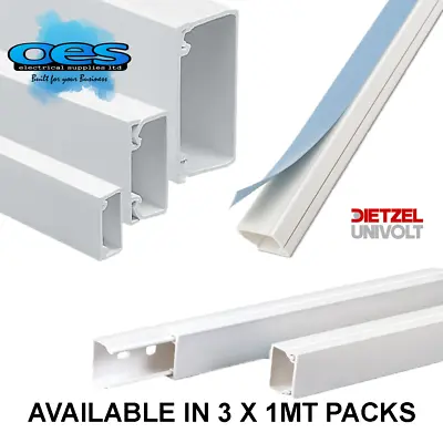 Self Adhesive Mini Trunking Multi Size 1M 2M 3M White Electrical PVC Cable Tidy  • £9.35