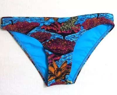 NWT BANTU WAX FOR J.CREW HIGH TIDE BIKINI BOTTOMS FROG PRINT A8054 SWIM SZ S • $24.99