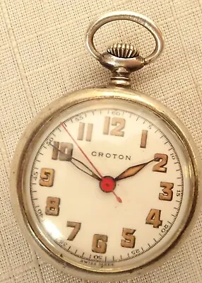 Antique Croton Pendant Pocket Watch Sterling Silver Sweep Second Runs Serviced • $224.99