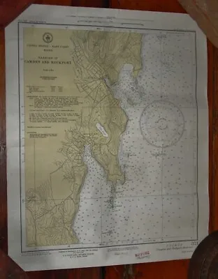 Old 1953 USC & GS Nautical Chart Camden & Rockport Harbors Small Size • $49.99