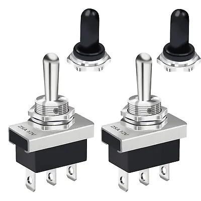 2PCS Momentary Toggle Switch 12V 25A SPDT (On)-Off-(On) 3Pin 3 Position With Upg • $12.08