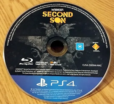 InFAMOUS: Second Son PS4 Game Disc By Sucker Punch [Tested] - Action Sandbox • $14.99