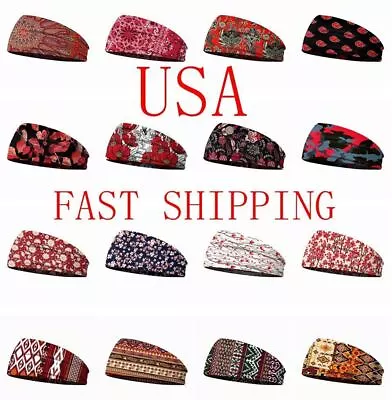 Red Sweatband Boho Headband Sweat Band HairBand Fitness Yoga Running Men Women • $8.98