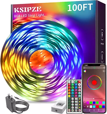 KSIPZE 100Ft Led Strip Lights RGB Music Sync Color ChangingBluetooth Led Lights • $14.13