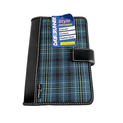 Vintage DAY RUNNER Planner Organizer Blue Green Plaid 6 Ring 5 X 7.5  • $24.99