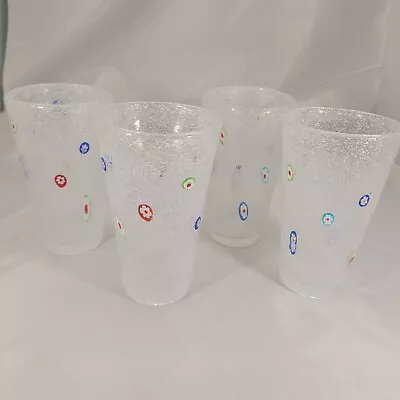 Lot Of 4 Murano Millefiori Vintage Drinking Glasses Bubble Art Glass Tumblers • $99.97