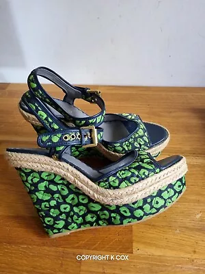 MULBERRY Shoes -  Runway Green Leopard Platform Wedge Shoes  UK41 • £75