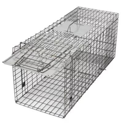 32  Live Large Animal Trap Humane Raccoon Cage Spring Loaded Folding W/Iron Door • $33.58