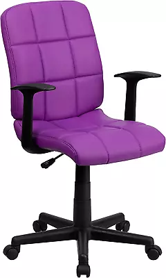 Clayton Mid-Back Purple Quilted Vinyl Swivel Task Office Chair With Arms • $135.99