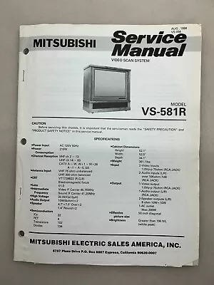 Mitsubishi VS-581R Original Service Manual Free Shipping • $10