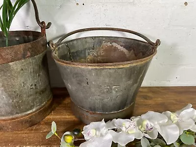 Vintage Reclaimed Galvanised Metal Planter Tub Pail Well Bucket Hanging Basket • £30