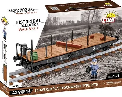 COBI 6284 German Railway Schwerer Platformwagen Brick Model 424 Bricks 1/35 • $77.43