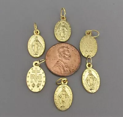 Lot 6 Small Miraculous Medal Charm For Rosary Bracelet Italy M101G Finish GOLD • $3.99