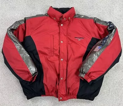 Vintage Polo Sport Ralph Lauren Jacket Men Extra Large Red Down Coat Puffer Logo • $144.99