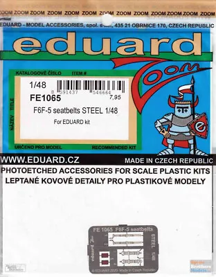 EDUFE1065 1:48 Eduard Color Zoom PE - F4F-5 Wildcat Seatbelts [STEEL] (EDU Kit) • $13.24