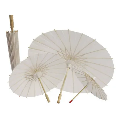 $14.69 • Buy Vintage Bamboo Paper Umbrella Parasol White Dancing Party Coasplay Prop Filmy