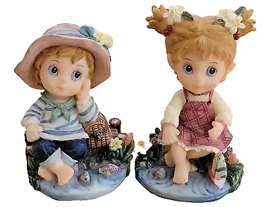 Montefiori RARE Figurine Boy And Girl Seating By The Pond Set Of 2 Collectible • $20