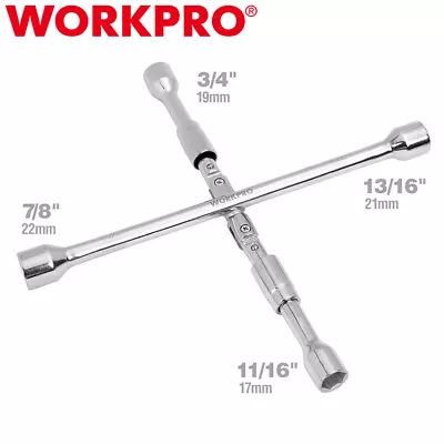 WORKPRO 14 Inch Universal Folding Lug Wrench 4-Way Tire Iron Wrench Cross Wrench • $17.99