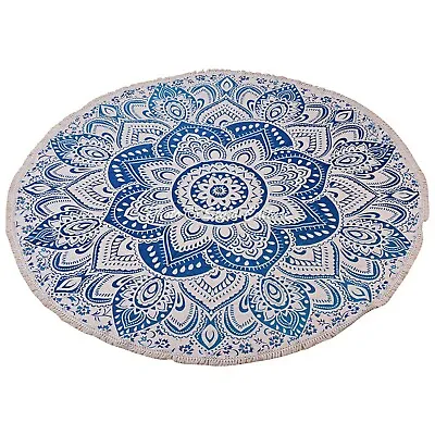 Decorative Round Table Cloth Blue 72 In. Printed 2 Inch Lace Floral Tablecloth • $22.90