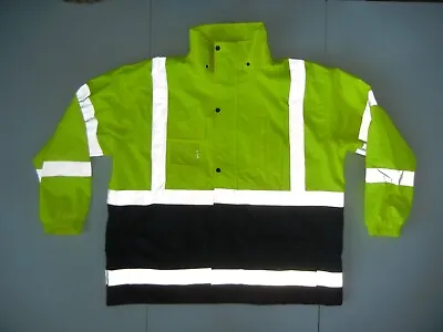 WASTE MANAGEMENT Neon Yellow HI-VIS WINDBREAKER JACKET Garbage Work Coat Men 4XL • $101.99