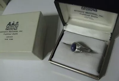 1965 LINDE STAR BLUE Sapphire Ring 10K Silver 9.25 Orig 2 Bennett Brothers Boxes • $349