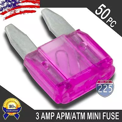 50 Pack 3A Mini Blade Style Fuses APM/ATM 32V Short Circuit Protection Car Fuse • $9.95