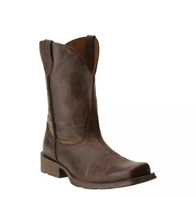 Men's Brown Square Toe Pre-Worn Look Unlined Cowboy Boots • $90