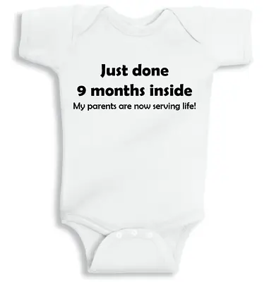 9 Months Inside Funny Baby Bodysuit Vest Name Girl Boy Shower Gift Christening • £7.49