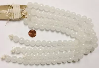 1 POUND VINTAGE JAPANESE CHERRY BRAND GLASS ALABASTER 14mm ROUND BEADS 4004 • $18.74