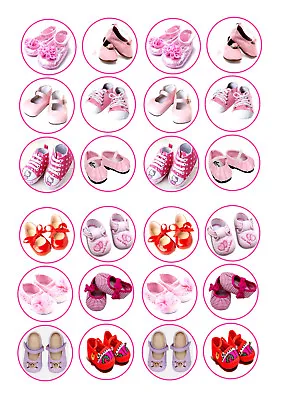 24 Baby Girls Shoes  Cupcake Topper Wafer Rice Edible Fairy Cake  Toppers • £2.50