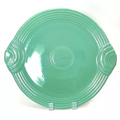 Vintage Fiesta _ Homer Laughlin _ Green Handled _ Cake Plate / Platter / Server • $29.66