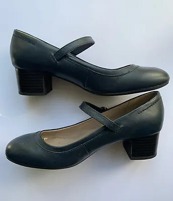 Marks And Spencer M&S Footglove Womens Leather Shoes Size 4 Dark Blue • £14.95