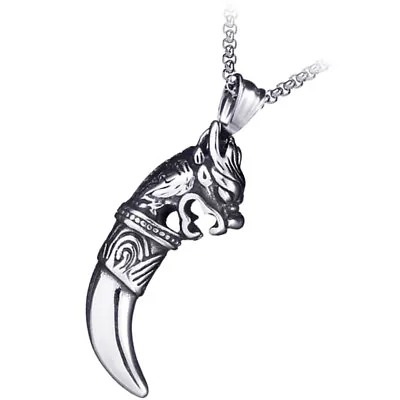 1PC Men Tooth Necklace Necklace Wolf Head Necklace Neck Chain Tooth Necklace • $9.87